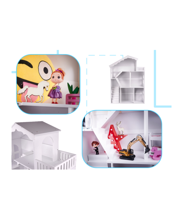 LULILO Деревянный Трёхэтажный Кукольный домик 116cm