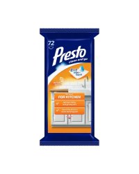 PRESTO Влажные салфетки для кухни, 72 шт. / антибактериальные