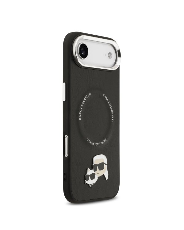 Karl Lagerfeld PU Karl and Choupette Heads Pins MagSafe Case Защитный чехол для iPhone Air / чёрный