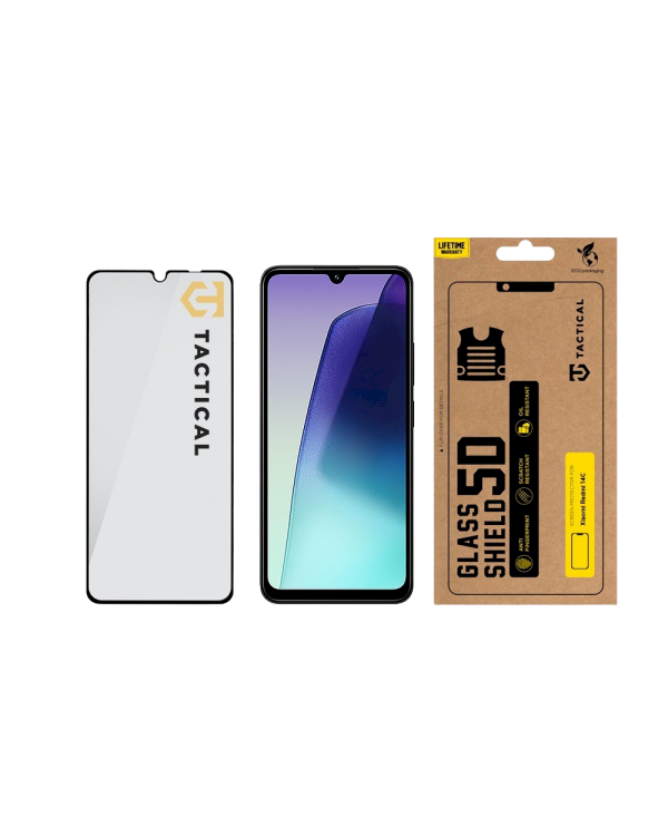 Tactical Glass Shield 5D Защитное стекло для Xiaomi Redmi 14C 4G/A4 5G/A5 4G/Poco C75 / чёрный