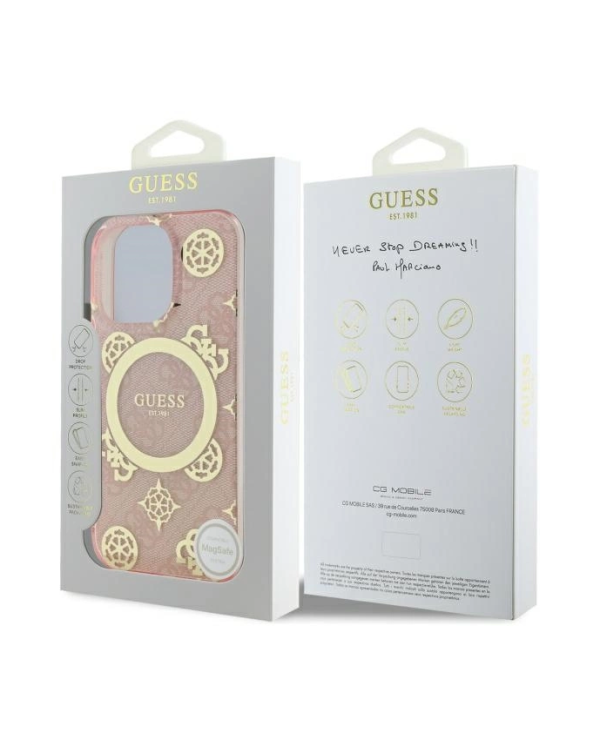 Guess IML Peony On 4G Background MagSafe Защитный Чехол для Apple iPhone 16 Pro Max