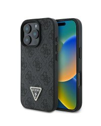Guess Leather 4G Triangle Strass Защитный Чехол для Apple iPhone 16 Pro Max