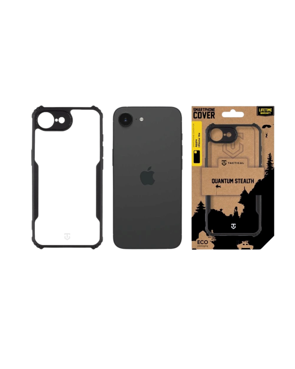 Tactical Quantum Stealth Cover Защитный чехол для Apple iPhone 16e / прозрачный/чёрный