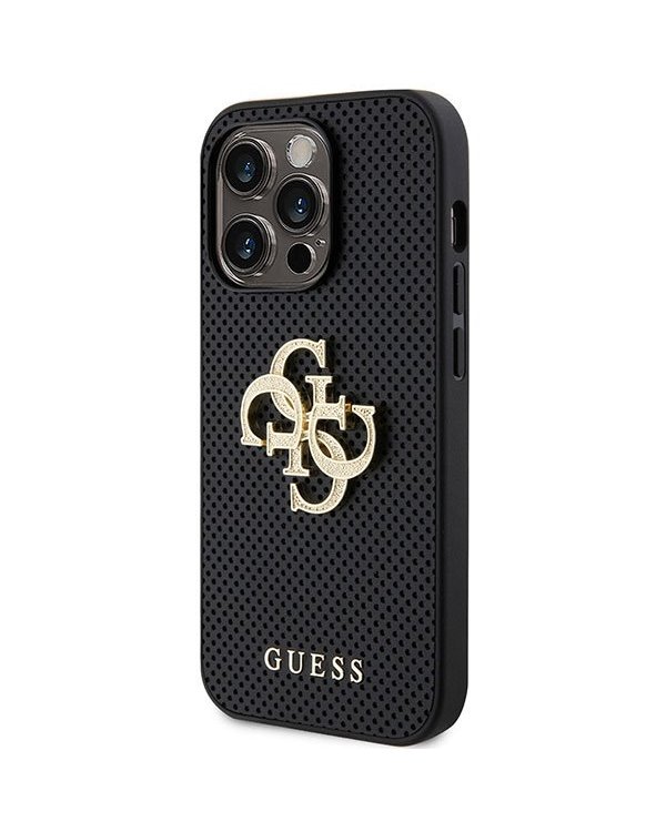 Guess Leather Perforated 4G Glitter Logo Back Case Защитный Чехол для Apple iPhone 15 Pro