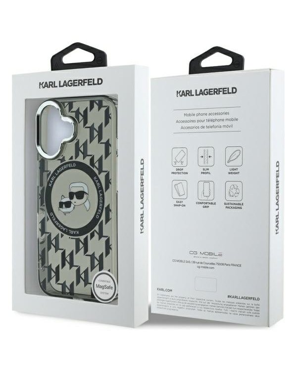 Karl Lagerfeld Hard IML Monogram Karl&Choupette Head MagSafe Case Чехол для Apple iPhone 16