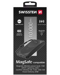 Swissten Magnetic Wireless Power Bank Переносная зарядная батарея USB / USB-C / Lightning / PD 20W / 10000 mAh