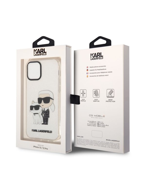 Karl Lagerfeld IML Glitter Karl and Choupette NFT Защитный чехол для iPhone 12/12 Pro / прозрачный