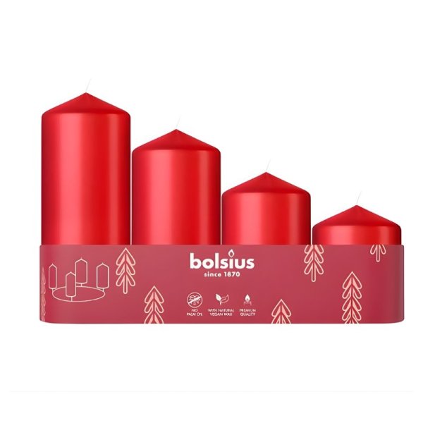 Bolsius Адвент Рождественские Свечи 4шт 60x48mm Red