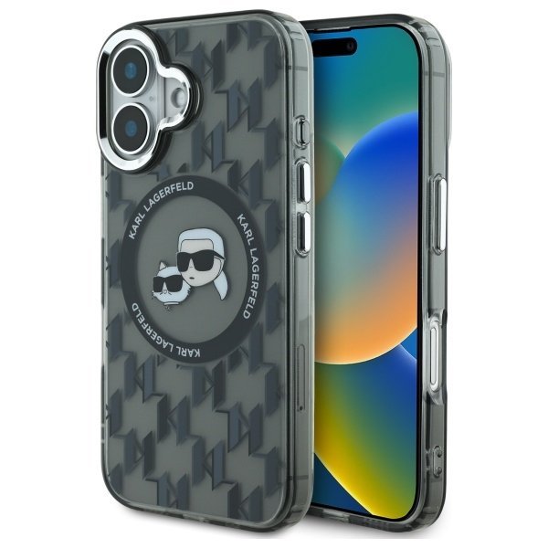 Karl Lagerfeld Hard IML Monogram Karl&Choupette Head MagSafe Case Чехол для Apple iPhone 16