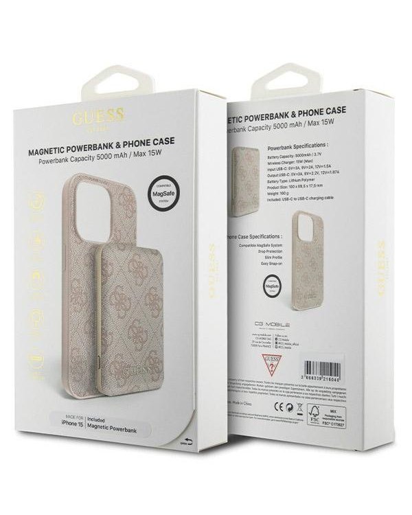 Guess GUBPM5P15S4GEMGP Чехол + Повер Банк для Apple iPhone 15
