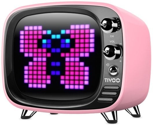 Divoom Tivoo Bluetooth 5.0 Портативная Колонка 8 bit / Будильник / Апликация / Соц. сети / Градусник Pозовый
