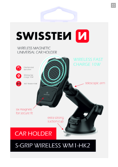 Swissten WM1-HK2 Универсальный Держатель C Беспроводной Зарядкой + Micro USB Провод 1.2м