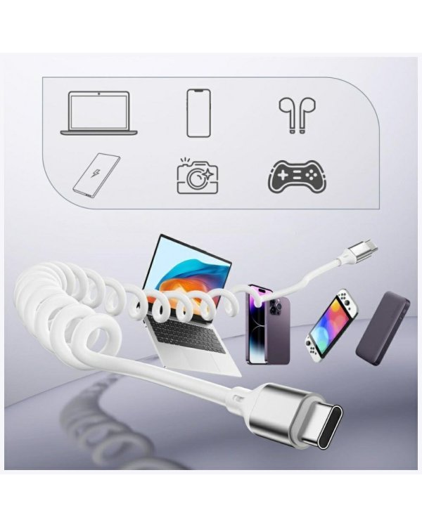 4smarts USB-C Спиральный кабель для передачи данных и зарядки 1.35m / 240W / белый