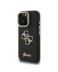 Guess PU Grained 4G Logo Stand Camera Frame Case Защитный чехол для iPhone 15 Pro / чёрный