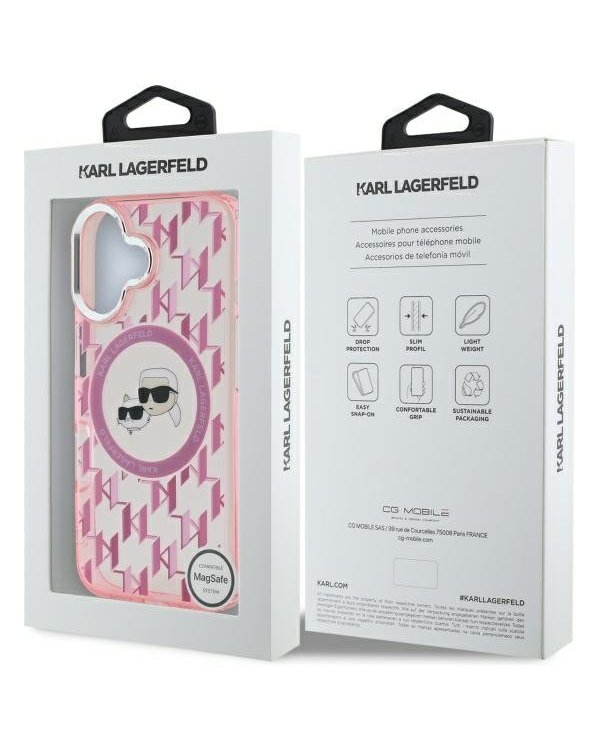 Karl Lagerfeld Hard IML Monogram Karl&Choupette Head MagSafe Case Чехол для Apple iPhone 16