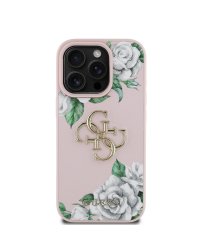 Guess PU Grained Roses 4G Metal Logo Case Чехол для Apple iPhone 16 Pro