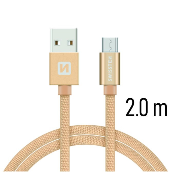 Swissten Textile Quick Charge Универсальный Micro USB Кабель данных 2m