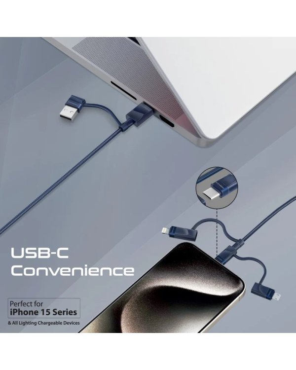 Promate PentaPower Универсальный кабель 6-в-1 USB-C(A) / micro / Lightning / 1,2m