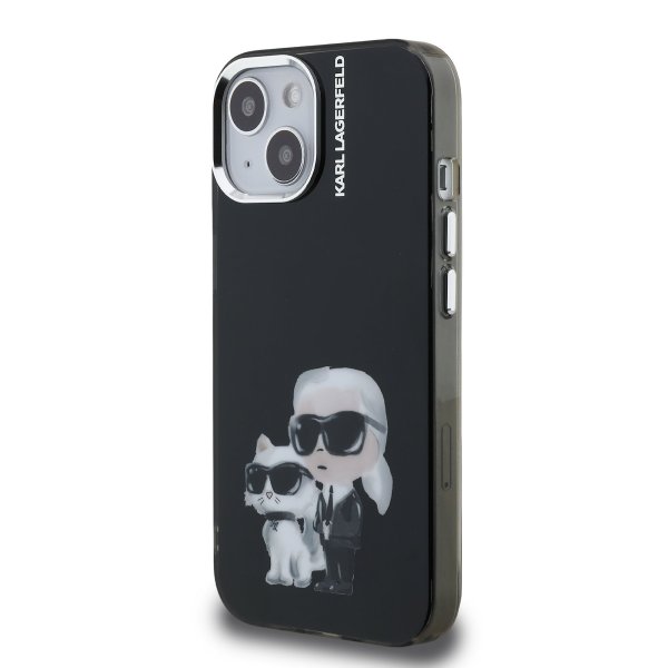 Karl Lagerfeld IML Aquarelle Karl and Choupette Защитный чехол для iPhone 15 / чёрный