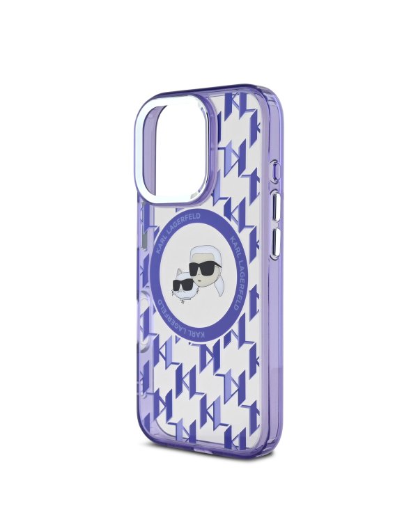 Karl Lagerfeld IML Monogram K&CH Heads MagSafe Case Защитный чехол для iPhone 16 Pro / фиолетовый