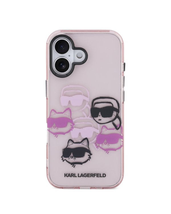 Karl Lagerfeld IML Multi K&CH Heads Case Защитный чехол для iPhone 17 / розовый