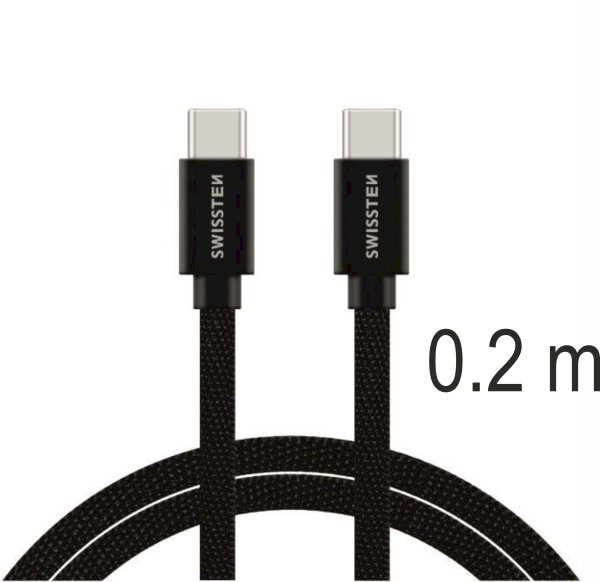 Swissten Textile Универсальный Quick Charge 3.1 USB-C / USB-C Кабель данных и зарядки 0.2m black