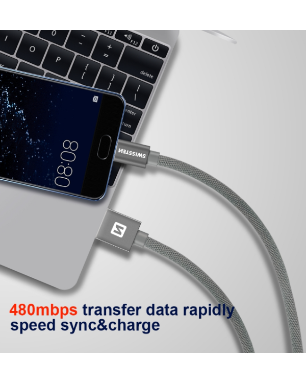 Swissten Textile USB-C To Lightning Кабель Для Зарядки и Переноса Данных Fast Charge / 3A / 1.2m
