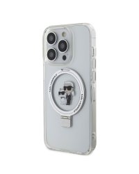 Karl Lagerfeld Ringstand Karl and Choupette MagSafe Case Защитный чехол для iPhone 15 Pro Max / белый