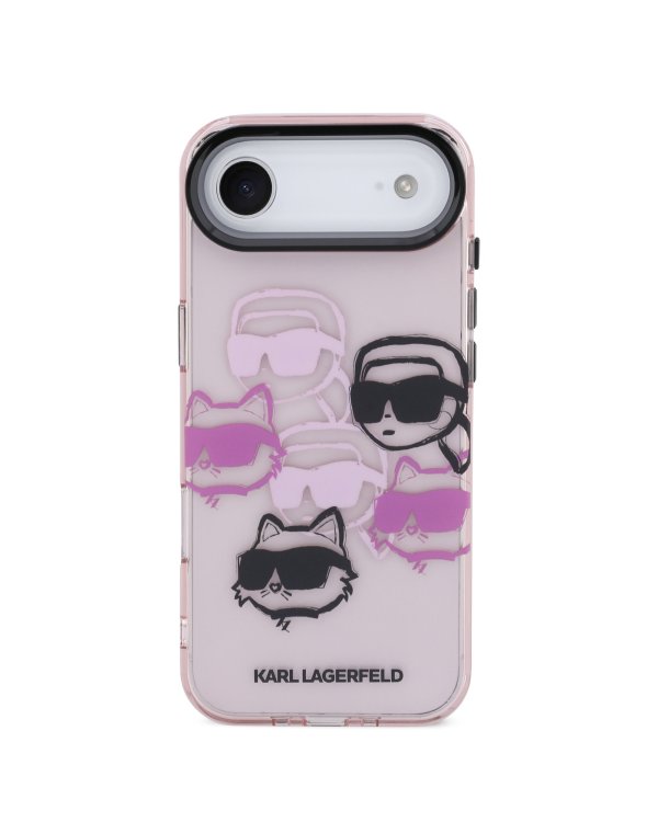 Karl Lagerfeld IML Multi Karl and Choupette Heads Case Защитный чехол для iPhone Air / розовый
