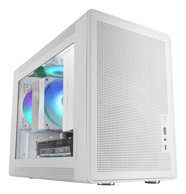 Mars Gaming MCXPSW mATX Ultra-Compact Gaming PC Case with MESH & Glass Panel