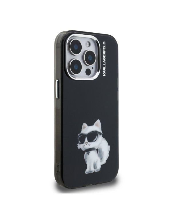 Karl Lagerfeld IML Aquarelle Choupette Case Защитный чехол для iPhone 15 Pro / чёрный
