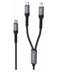 Swissten Textile 2in1 USB-C / Lighting Кабель 100W 1.5m