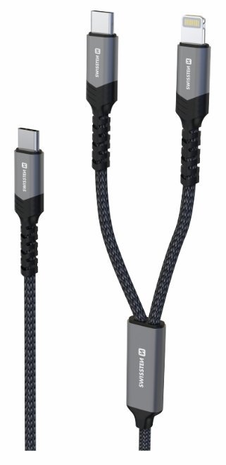 Swissten Textile 2in1 USB-C / Lighting Кабель 100W 1.5m