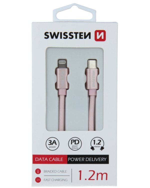 Swissten Textile USB-C To Lightning Кабель Для Зарядки и Переноса Данных Fast Charge / 3A / 1.2m