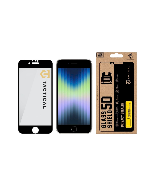 Tactical Glass Shield Privacy Stealth 5D Защитное стекло для Apple iPhone 7/8/SE 2020/SE 2022 / чёрный
