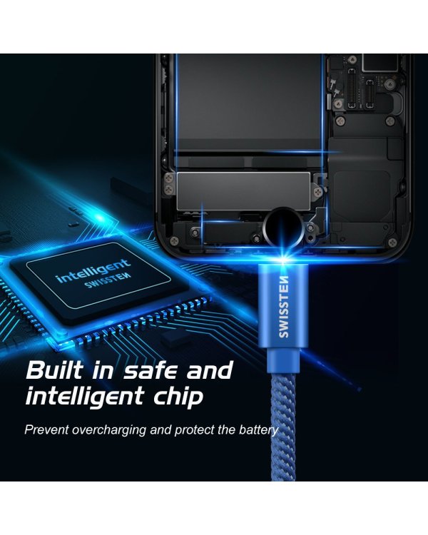 Swissten Textile Fast Charge 3A Lightning Кабель Для Зарядки и Переноса Данных 2m