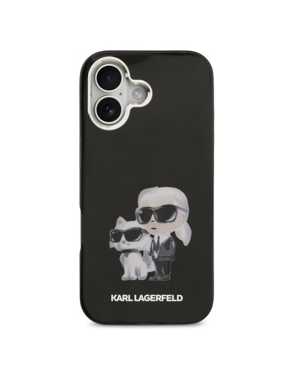 Karl Lagerfeld IML Aquarelle Karl and Choupette Case Защитный чехол для iPhone 17 / чёрный
