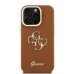 Guess PU Grained 4G Logo Stand Camera Frame Case Защитный чехол для iPhone 15 Pro / коричневый