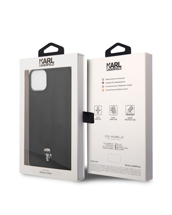 Karl Lagerfeld Quilted Puffy Ikonik Logo Case Защитный чехол для iPhone 14 Plus / чёрный