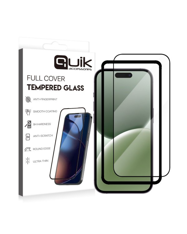Quik Accessories Full Cover Tempered Glass Защитное Стекло для Apple iPhone 16 Pro
