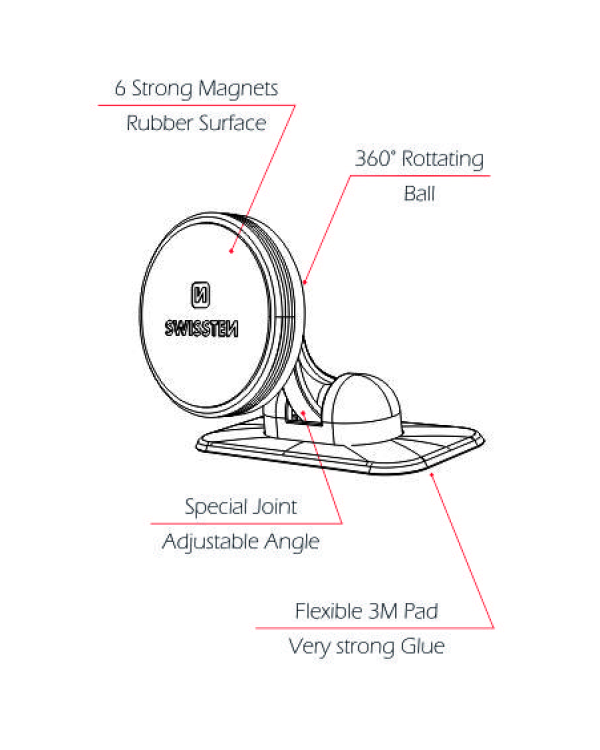 Swissten S-Grip DM6 Универсальный держатель с магнитом для устройств