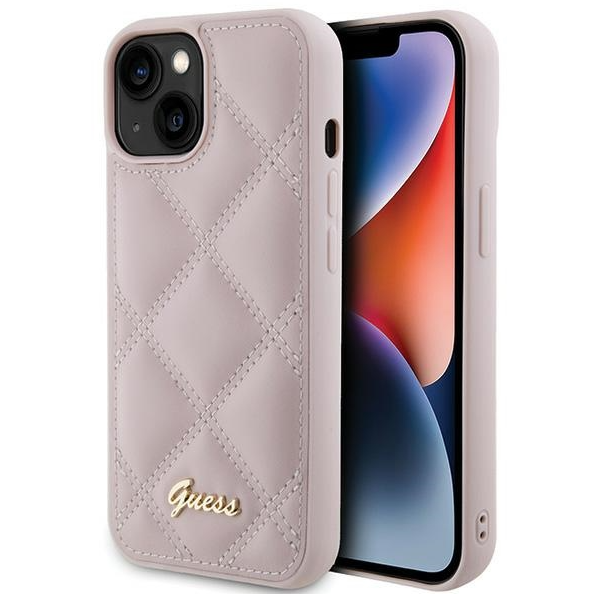 Guess Quilted Metal Logo Case Защитный Чехол для Apple iPhone 15