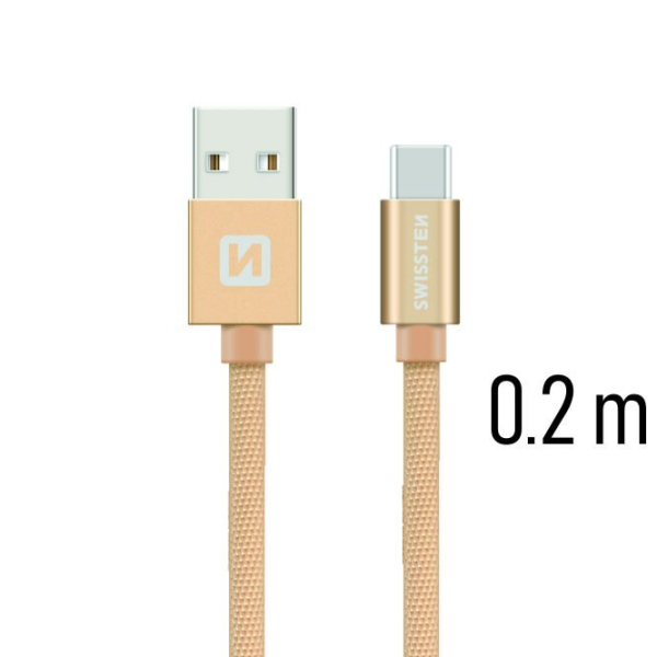 Swissten Textile Универсальный Quick Charge 3.1 USB-C USB Кабель данных 20 cм
