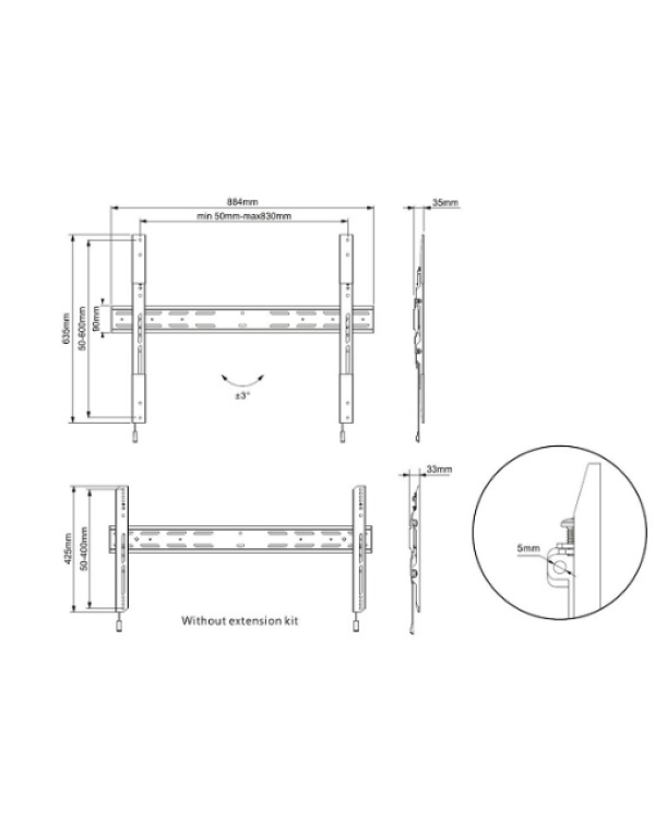 MULTIBRACKETS MB-0518 TV Настенный кронштейн для телевизоров līdz 90" / 75kg