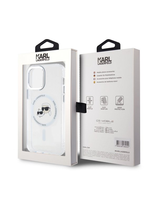 Karl Lagerfeld IML K&CH Heads Metal Frame MagSafe Защитный чехол для iPhone 12/12 Pro / прозрачный