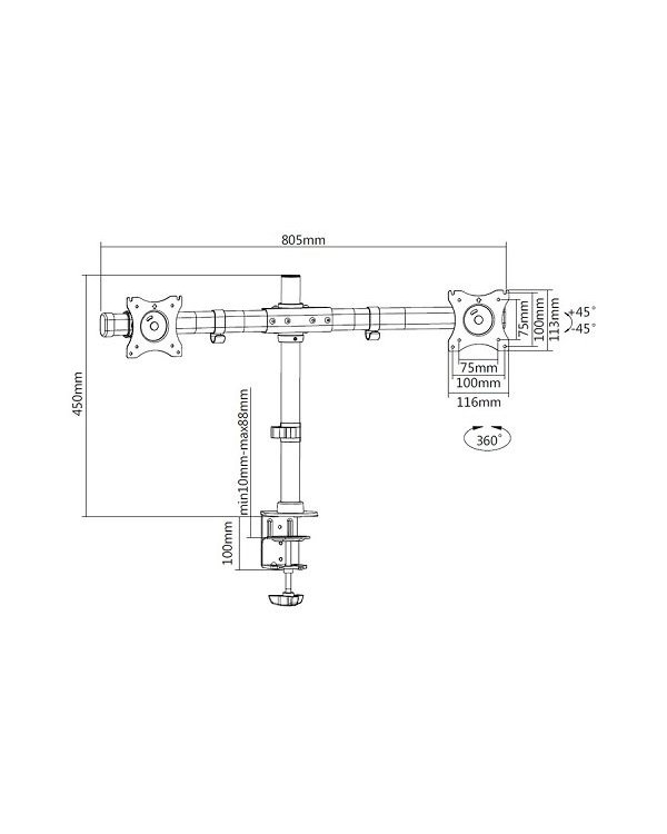 Multibrackets MB-3309 Настольное крепление для 2 мониторов до 27" / 7.5kg