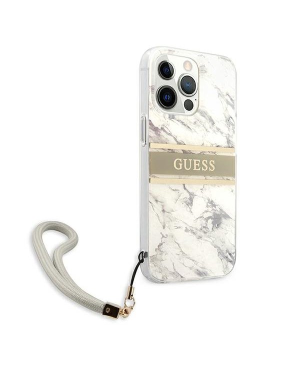 Guess GUHCP13XKMABGR Marble Strap Back Case Чехол для Apple iPhone 13 Pro Max Серый
