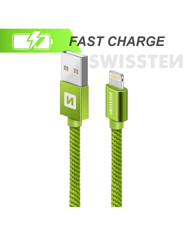 Swissten Textile Fast Charge 3A Lightning Кабель Для Зарядки и Переноса Данных 1.2m