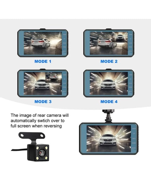 RoGer 2in1 DVR3 Автомобильный видеорегистратор и камера заднего вида / Full HD / 170' / G-Sensor / MicroSD / LCD 4''