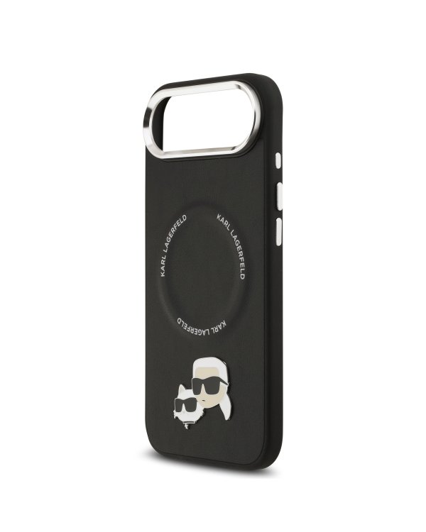 Karl Lagerfeld PU Karl and Choupette Heads Pins MagSafe Case Защитный чехол для iPhone Air / чёрный